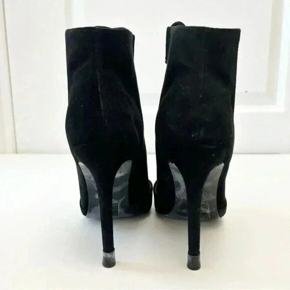 Aldo Eraede Lace Up Stiletto Ankle Boots Cut Out Black Suede 7.5 - Picture 9 of 16